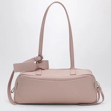 Borsa da bowling piccola Balenciaga Carrie in pelle rosa con ferramenta argento
