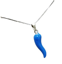 Collana Cornetto Blu Argento