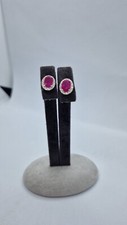 #33 - Orecchini in oro 18kt con diamanti ct.0.25 e Rubini 7x5 Ct.1.60