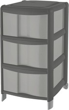 Cassettiera salvaspazio Bambù con 3 cassetti alti colore grigio