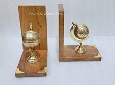 Fermalibri in legno mappamondo