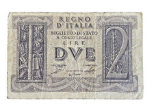 1939 Italy 2 Lire  Banknote