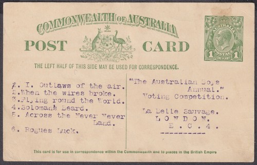Australia kgv cartolina - kgv,