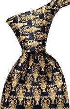 Vitaliano Pancaldi Luxury Tie Silk 100% Black Gold Perfect Handmade Made Italy 