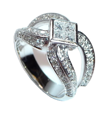 Anello oro bianco - 750, circa