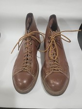 Scarpa stivali lineman US9 VINTAGE anni 70 IRON AGE punta acciaio scimmia Roofer pelle marrone USA