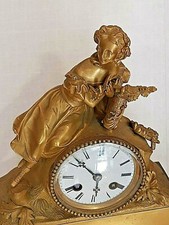ANTICO OROLOGIO DA CAMINO IN BRONZO DORATO FRANCIA '800 filo di seta