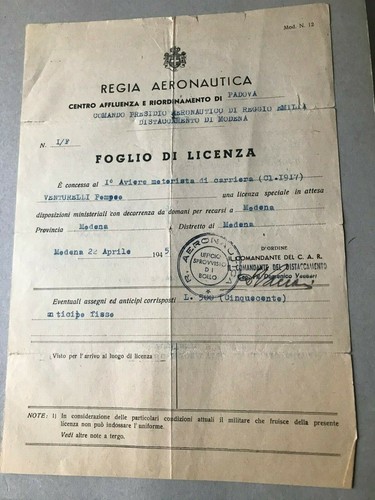 Documento licenza regia
