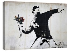 Canvashop Quadri moderni Banksy Lanciatore di Fiori stampa su tela canvas street