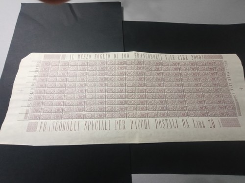 Foglio intero lire - lire, pacchi