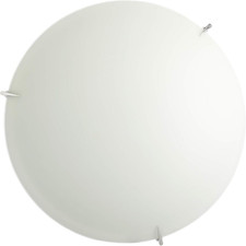 Plafoniera in Vetro Bianco Satinato Con Ganci Cromati. Diametro 50Cm, Grande