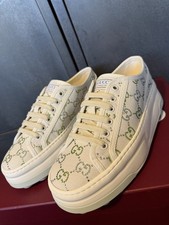Sneakers Gucci donna tela cristallo GG monogramma tennis 1977 taglia 5UK/EU38