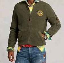 POLO RALPH LAUREN JACKET uomo pile spazzolato VOYAGER MOJAVE BOMBER LARGE $298
