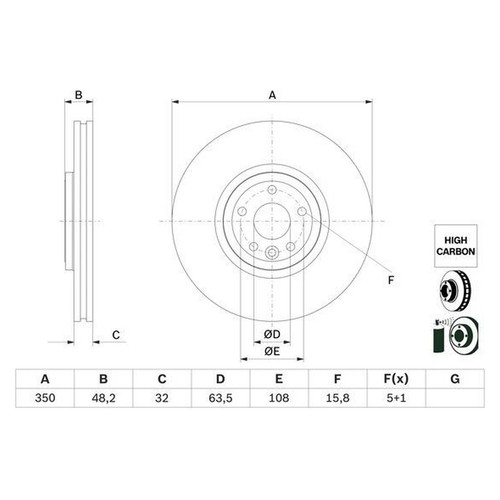 Disco freno ventilato bosch - disco,
