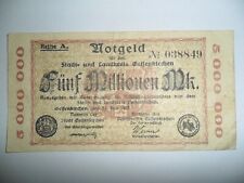 BANCONOTA 5 MILLIONEN REICHSMARK GERMANIA 1923 SPL