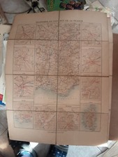 VINTAGE CARTA GEOGRAFICA FRONTIERE DU SUD EST DE LA FRANCE