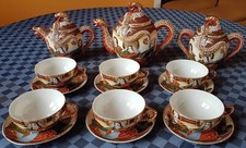 SERVIZIO DA TE GIAPPONESE SATSUMA DECORATO A MANO - PORCELLANA - VINTAGE