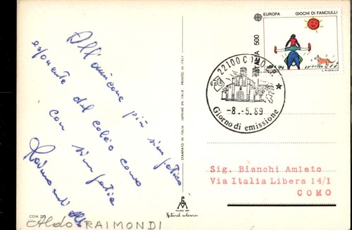 Cartolina con autografo como - con,