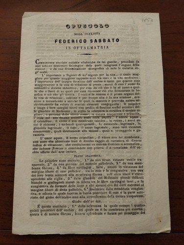 1853 opuscolo dell oculista - 1853,