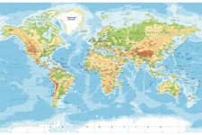 Poster Stampa Murale Mappa del Mondo Ufficio Decorazione Casa Tabella da Parete Sfondo A1 A2