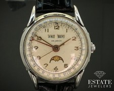 Calendario vintage Helbros triplo fasi lunari cal. Orologio uomo acciaio inox 211 i16354