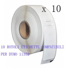 10 X Etichette Compatibili per DYMO 11352 54mmX25mm S0722520 LABELWRITER 400 450