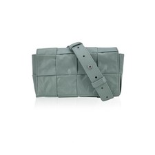 Autentica borsa in vita Bottega Veneta verde salvia in pelle intreccio cassetta