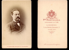 Bartolena, Livorno, monsieur à lunettes Vintage albumen print CDV. Tirage 