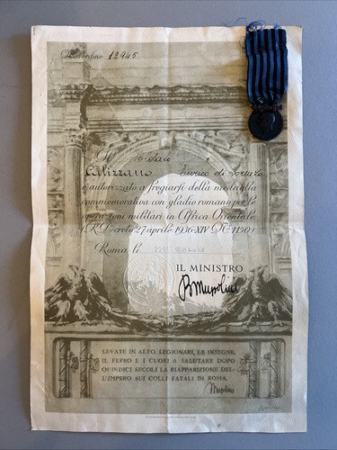 Attestato medaglia gladio - attestato,