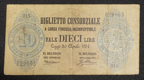 Lire consorziale 04 1874 - lire, 30/04/1874