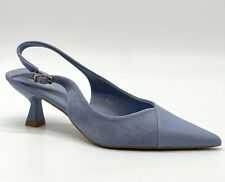 Scarpe décolleté slingback celesti donna ragazza tacco medio Kitten Heels