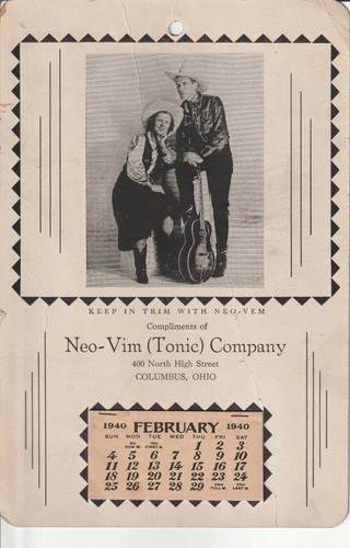 Calendario vintage 1940 zio