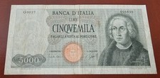 CINQUEMILA 5000 LIRE COLOMBO 1° TIPO UNA CARAVELLA REPUBBLICA ITALIANA