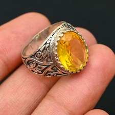 Anello uomo citrino argento sterling 925 fatto a mano-dichiarazione regalo anello tutte le misureBJ58