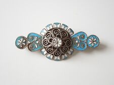 Vecchia Spilla 925 Argento Sterling Email 6,4 g/4,5 x 2,0 cm