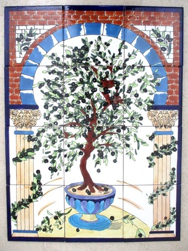 Piastrella ceramica dipinta - , a