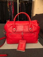 MARC BY MARC JACOBS LUSSO PELLE BAG TRACOLLA MANO RED SHINY SILVER ORIGINALE XL