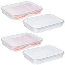 4 Pezzi Porta Pancetta Salvacarne in Plastica con Coperchi Salumi Ermetici Ch...
