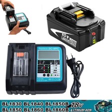 Batteria e caricabatteria per Makita BL1850B BL1840B BL1860 BL1815N DC18RC LED 5,0Ah 18V