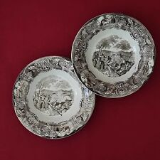 Coppia di piatti in stile inglese vittoriano, decoro LION - metà '800 (cod. 428)