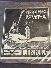 ex libris di Alberto Martini per Gerolamo Rovetta su carta lucida trasparente
