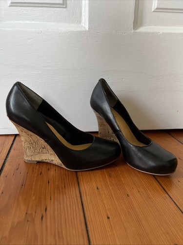 Nine west black leather - black, wedge