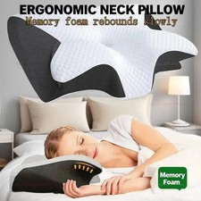 Cuscino Collo Ergonomico Memory Foam Supporto Colonna Cervicale Sonno Sollievo Dolori Anti