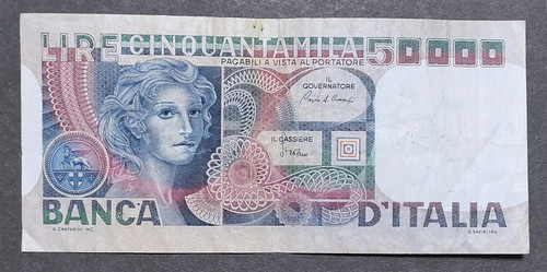 50000 lire volto donna - lire,