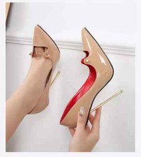 Decolte Scarpe Donna 12 cm Beige Beige Lucido Oro Pelle Sintetica 70449