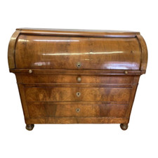 Antico cassettone con ribalta a scrittoio  Carlo X  in piuma di noce epoca 800