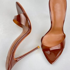 Sandali donna tacco alto tacco a spillo a punta pvc trasparente ciabatte mules