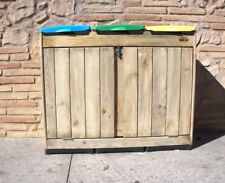 PATTUMIERA TRIS IN LEGNO PER RACCOLTA DIFFERENZIATA PER INTERNI ED ESTERNI