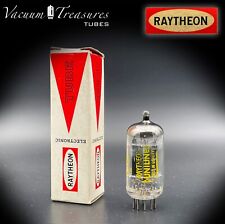 12AU7 ( ECC82 ) RAYTHEON NOS Long Black Plates Halo Getter Tube Made in USA