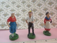 2-1/2" Vintage Hard Plastic Farmer Figures Qty 3 #5026